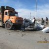 تصادف مرگبار پراید و کامیون | عکس از : مسعود عین آبادی